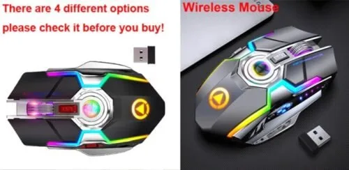 A5 Gaming Mouse Rechargeable Wireless Mouse Silent 1600 DPI Ergonomic 7 Keys RGB LED Backlit 2.4G USB Optical Available in 2 colors - Image 4