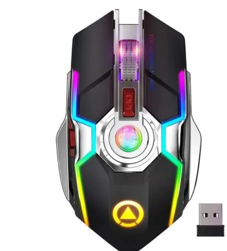 A5 Gaming Mouse Rechargeable Wireless Mouse Silent 1600 DPI Ergonomic 7 Keys RGB LED Backlit 2.4G USB Optical Available in 2 colors