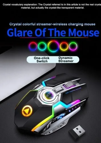 A5 Gaming Mouse Rechargeable Wireless Mouse Silent 1600 DPI Ergonomic 7 Keys RGB LED Backlit 2.4G USB Optical Available in 2 colors - Image 5