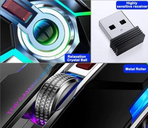 A5 Gaming Mouse Rechargeable Wireless Mouse Silent 1600 DPI Ergonomic 7 Keys RGB LED Backlit 2.4G USB Optical Available in 2 colors - Image 8