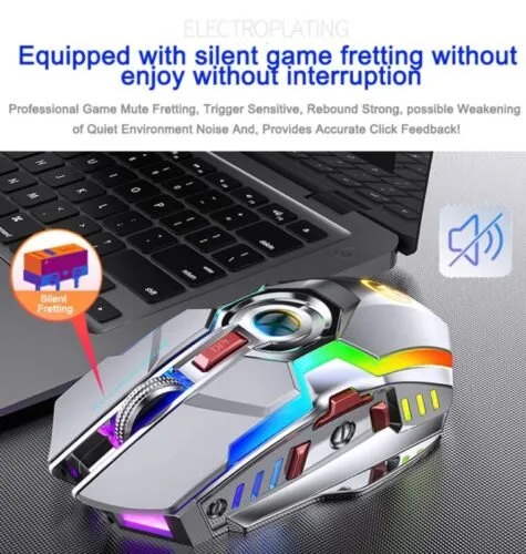 A5 Gaming Mouse Rechargeable Wireless Mouse Silent 1600 DPI Ergonomic 7 Keys RGB LED Backlit 2.4G USB Optical Available in 2 colors - Image 11